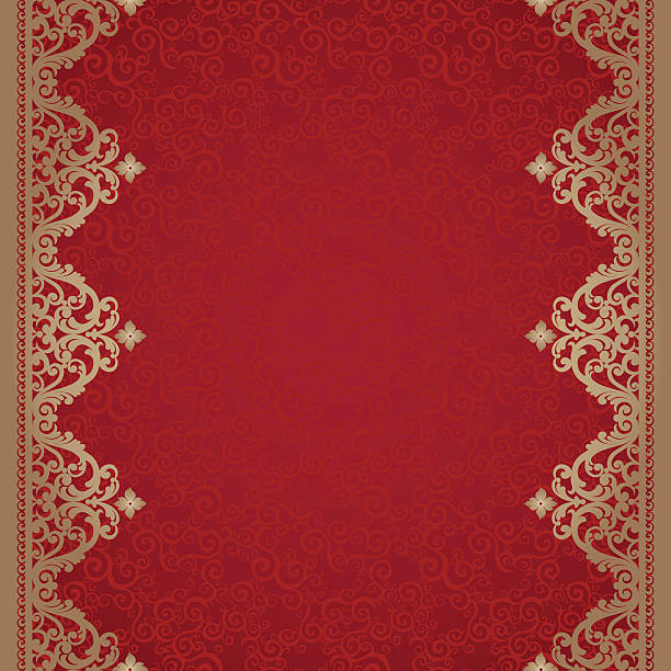 винтаж бесшовные границы в восточном стиле. - silk textile red backgrounds stock illustrations