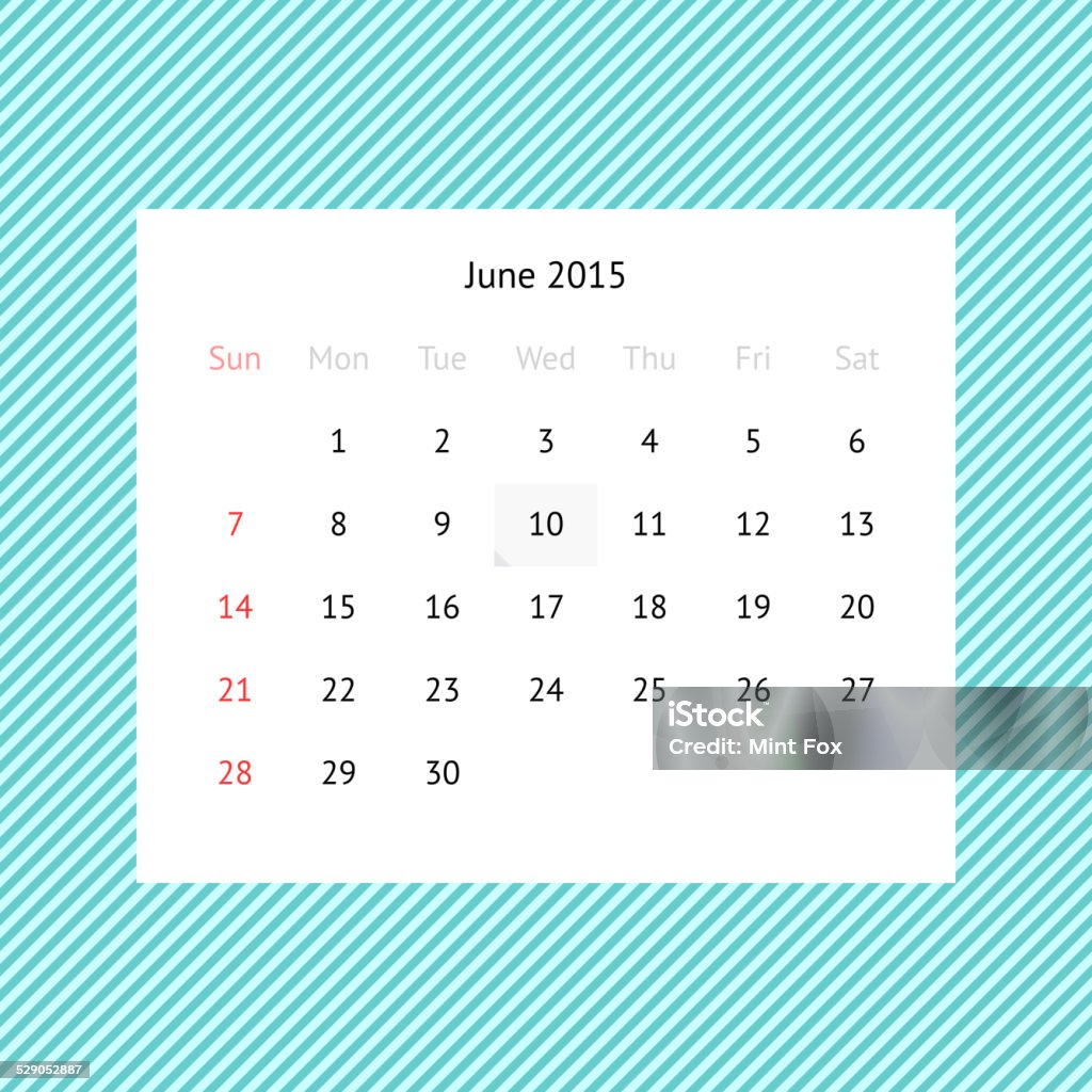June 2015 Calendar Page For June 2015 Stock Illustration - Download Image Now ...
