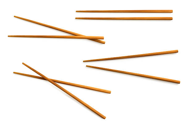wooden chopsticks with clipping path included stock photo