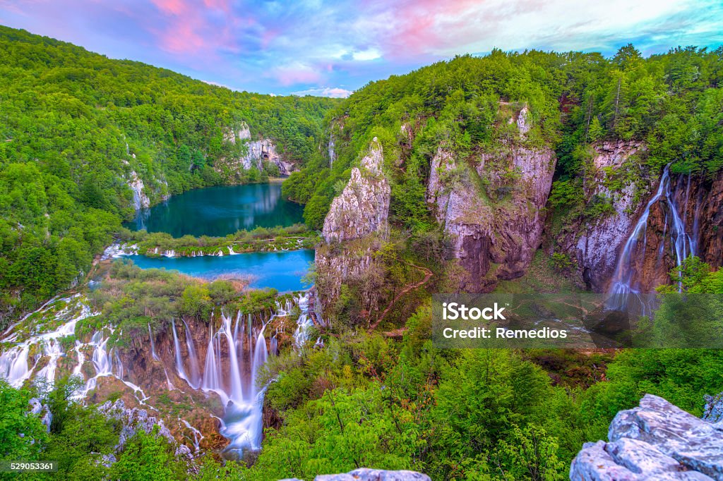 Waterfalls in Plitvice Waterfalls in Plitvice National Park, Croatia Plitvice Lakes National Park Stock Photo