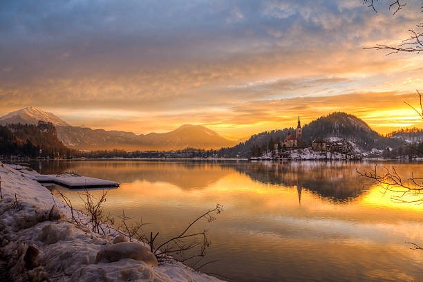istock Bled with lake in winter, Slovenia, Europe 529053365