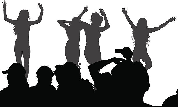 Dance beauty girls Silhouettes of young dancing girls on a white background vex nightclub stock illustrations