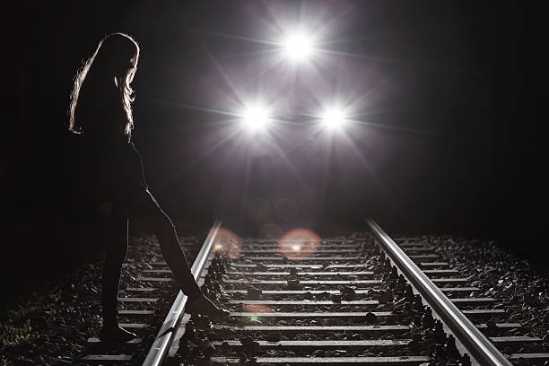 istock Riding train and girl 529055069