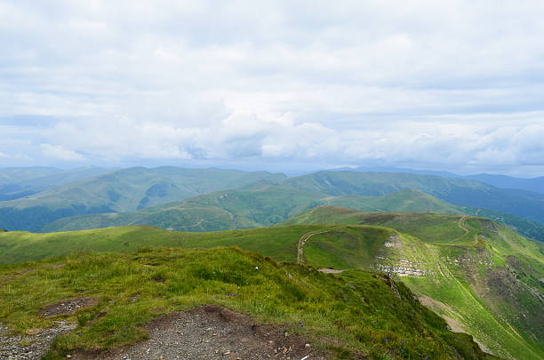 istock Trail through the mountains, a top view 529055846
