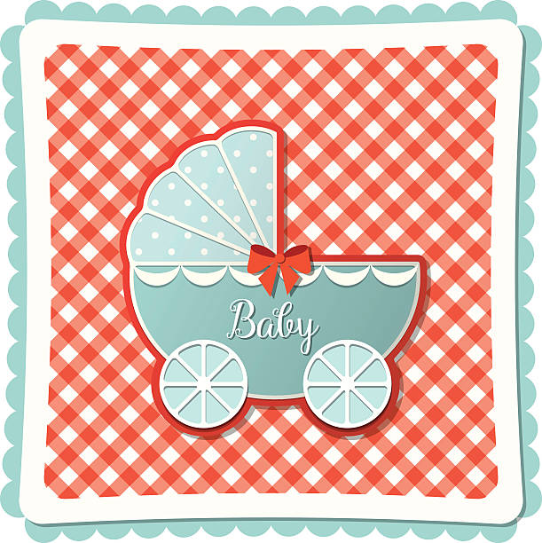 ilustrações, clipart, desenhos animados e ícones de vintage carrinho de bebê, ilustração - house cute welcome sign greeting