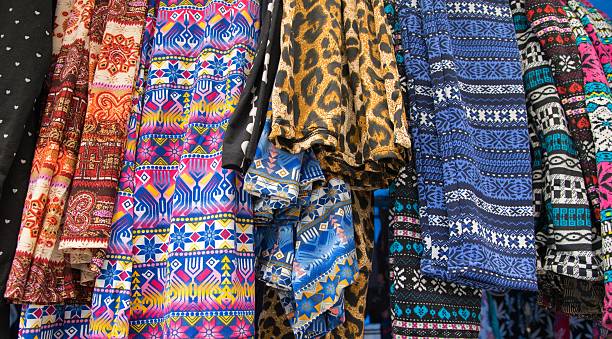 istock Bright oriental coloured cloth fabric background 529058684