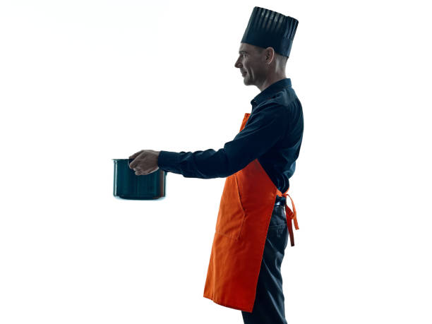 man cooking chef silhouette isolated