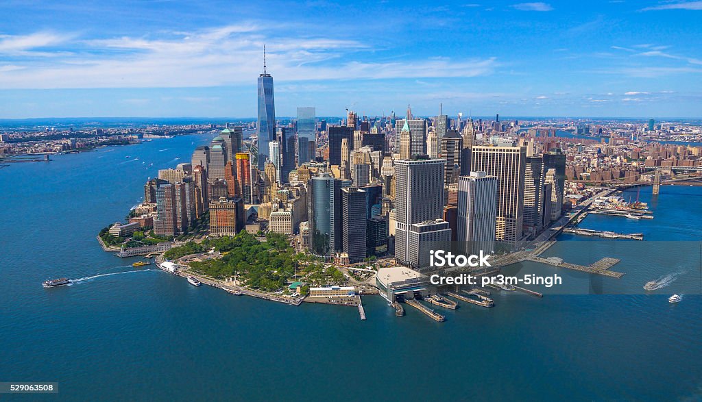 New York City Skyline This image was shot while flying over New York City New York City Stock Photo