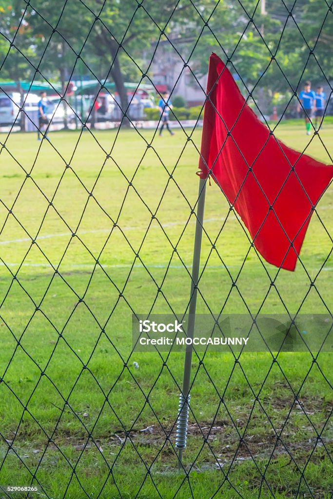 Flag On Soccer Field. Corner Of A Soccer Field Agricultural Field Stock Photo