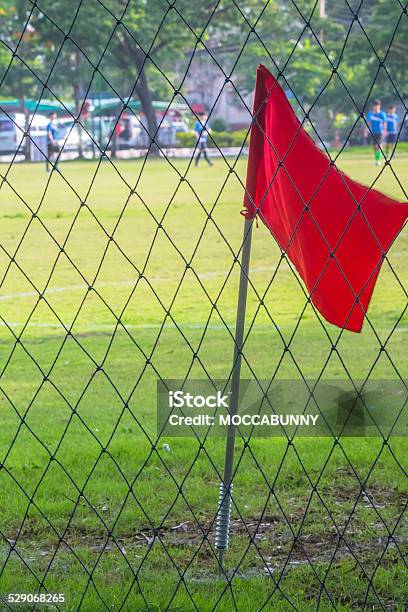 Flag On Soccer Field Stock Photo - Download Image Now - Agricultural Field, Angle, Circle