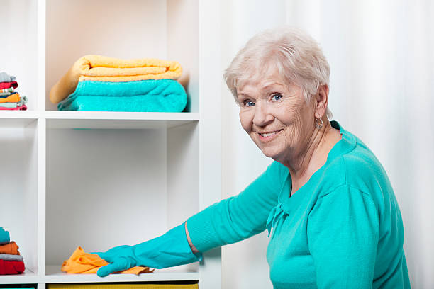istock Senior woman cleaning house 529068435