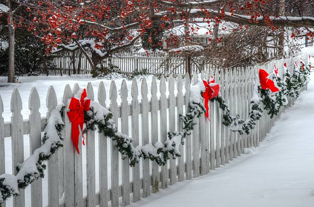 Christmas Fence stock photo