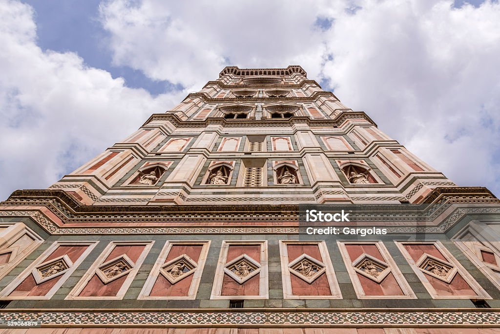 Giotto's bell tower, Florence, Italy Giotto's Campanile is a part of the complex of the Florence Cathedral. Ancient Stock Photo