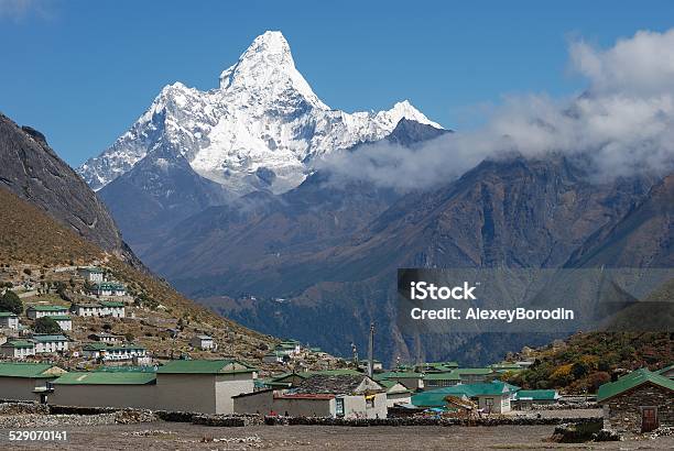 Khumjung Village And Ama Dablam Peak In Nepal Stock Photo - Download Image Now