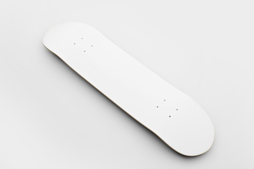 Blank empty white skateboard deck isolated mocup