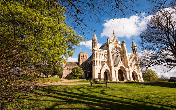 The Cathedral & Abbey Church of Saint Alban, St. Albans, England stock photo
