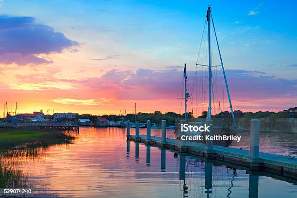 Sunrise Over A Docked Sailboat In Charleston South Carolina Stock Photo - Download Image Now