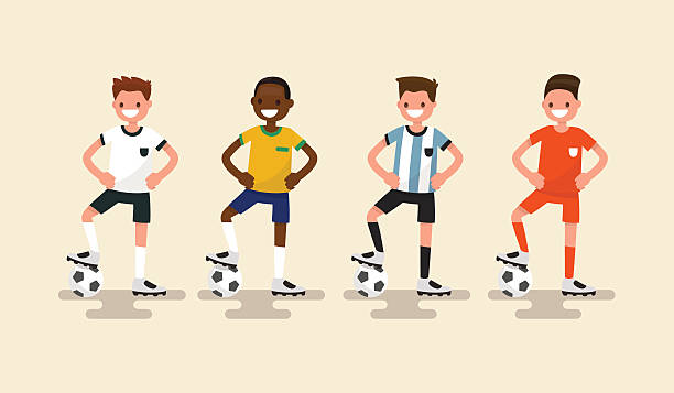 Set of of football players. Vector illustration Set of of football players. Vector illustration boys soccer stock illustrations