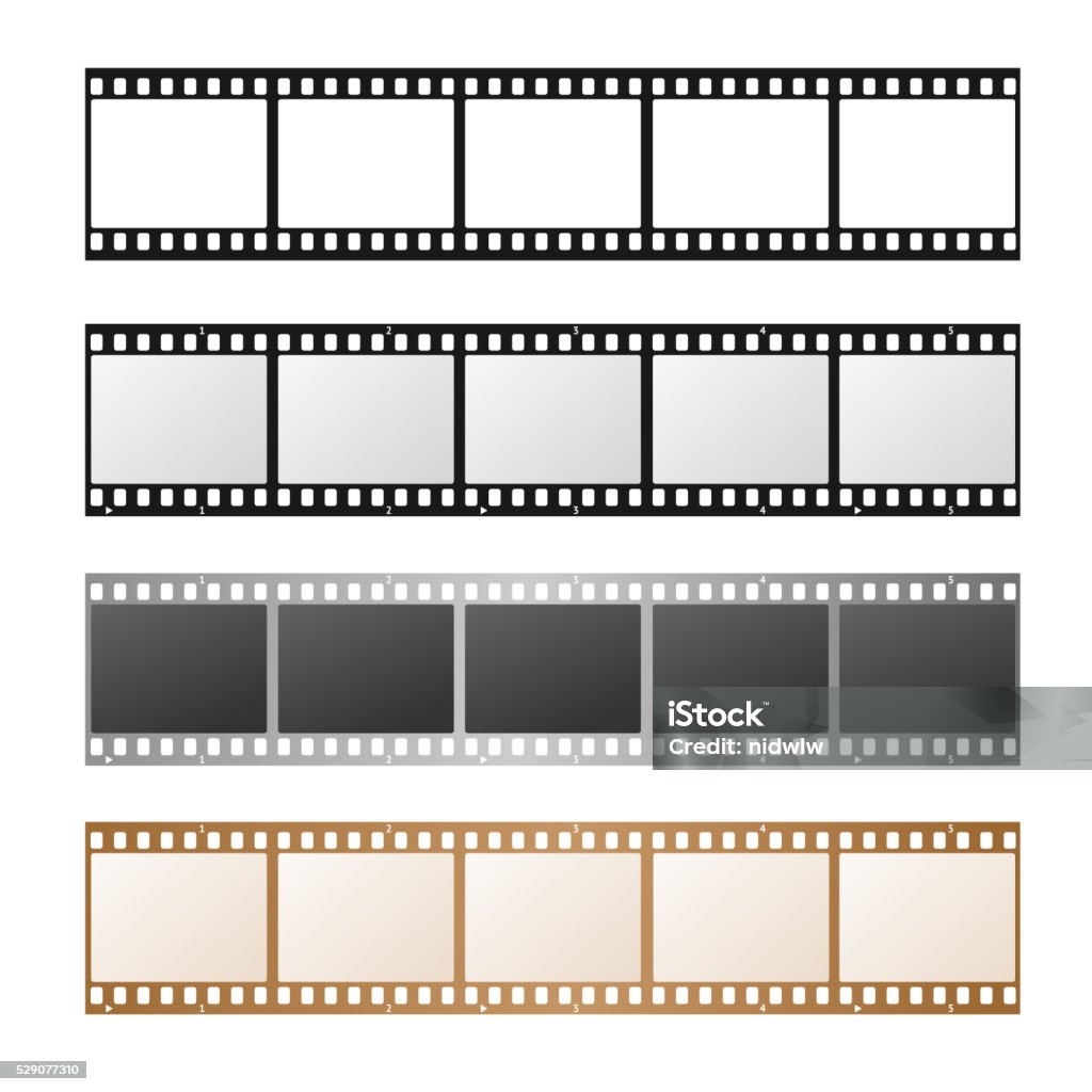 Film Strip Set. Vector Film Strip Set on a White Background. Vector illustration Camera Film stock vector