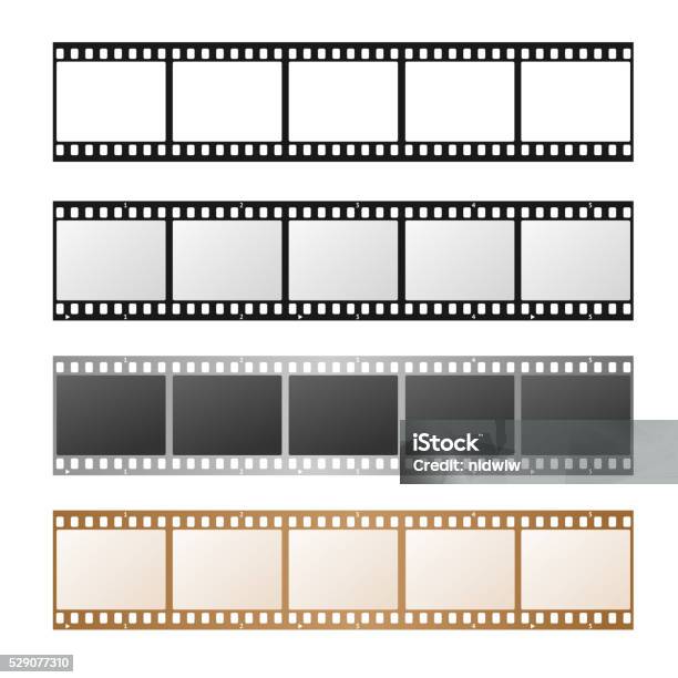 Film Strip Set Vector Stock Illustration - Download Image Now - Camera Film, Removing, Movie