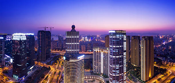 istock Urban cityscape, skyscraper at night 529078893