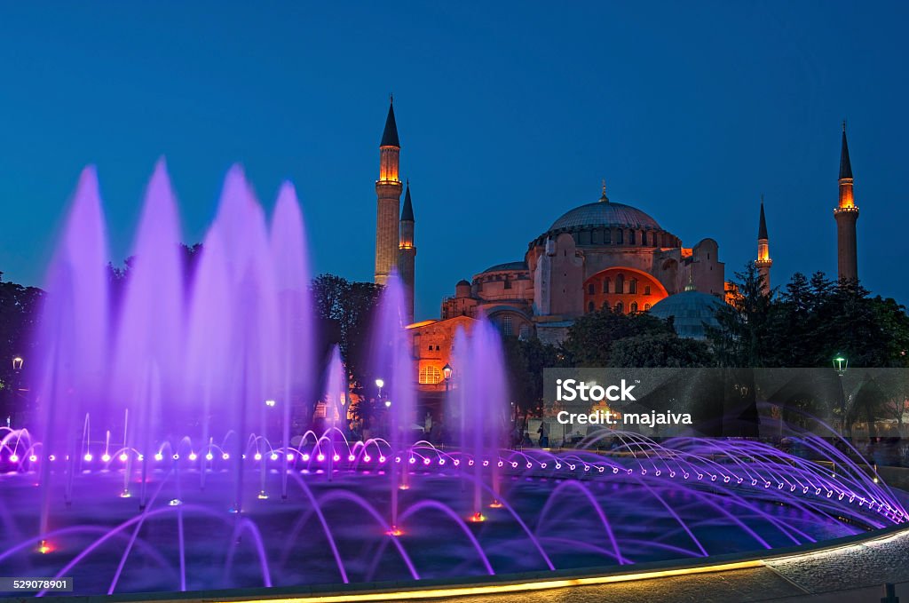 Aya Sofia at the night Aya sofia with fountain in front, night shoot Cold Drink Stock Photo