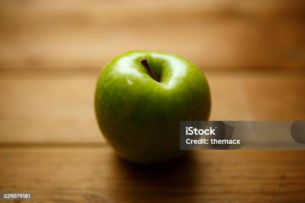 Green Apple On Wood Stock Photo - Download Image Now - Apple - Fruit, Color Image, Food