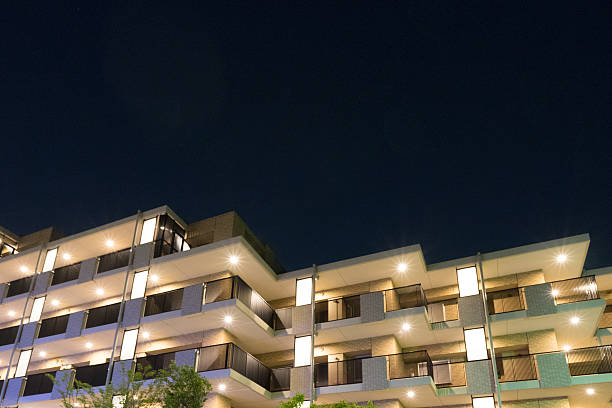 istock New high quality apartment complex, apartment (night view, Japan) 529079586