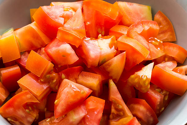 istock Slices of tomato in closeup 529079726