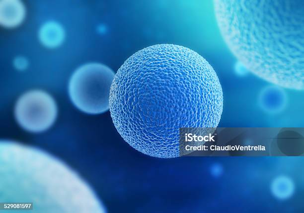 Blue Microorganism Stock Photo - Download Image Now - Biological Cell, Human Cell, Science