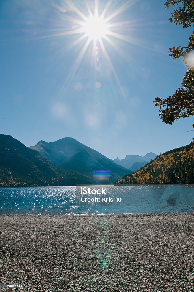 Beach and mountains in Waterton National Park, Alberta, Canada Waterton National Park, Alberta, Canada.  Alberta Stock Photo