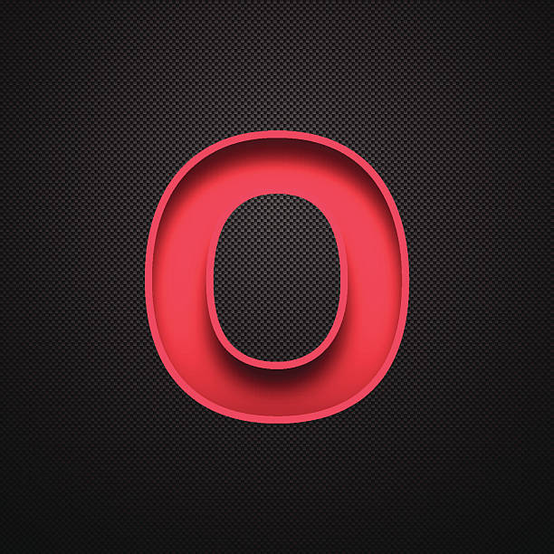 Alphabet O Design - Red Letter on Carbon Fiber Background Red letter "O" on a realistic carbon fiber texture (black background). 3d red letter o stock illustrations