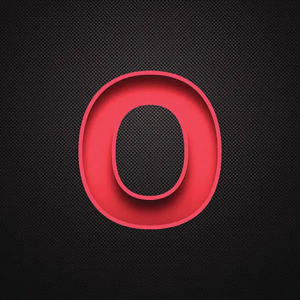 Vector illustration of Alphabet O Design - Red Letter on Carbon Fiber Background