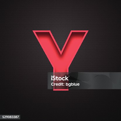 istock Alphabet Y Design - Red Letter on Carbon Fiber Background 529083387