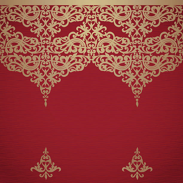 벡터 효율적인 국경 in 빅토이라 주말뿐이라도. - silk textile red backgrounds stock illustrations