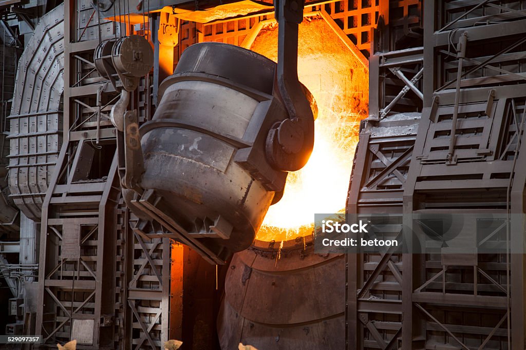 Steel Factory This is how steel is processed. Steel Mill Stock Photo