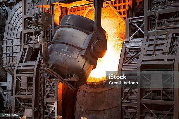 Steel Factory Stock Photo - Download Image Now - Steel Mill, Bright, Brightly Lit