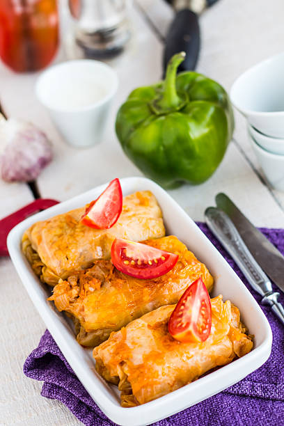 istock Braised cabbage with meat and rice in tomato sauce 529097929