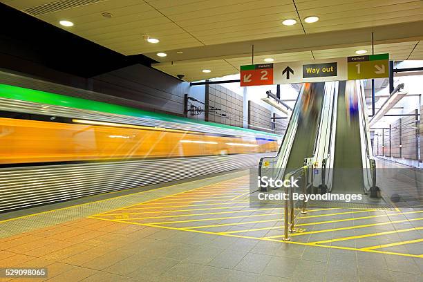 Blurred Metro Train Departing Underground Station Stock Photo - Download Image Now - Perth - Australia, Train - Vehicle, Subway Station