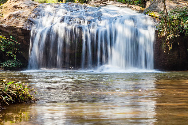 istock Scenic waterfall flowing on stone at Mae Sa waterfall Thailand 529100321