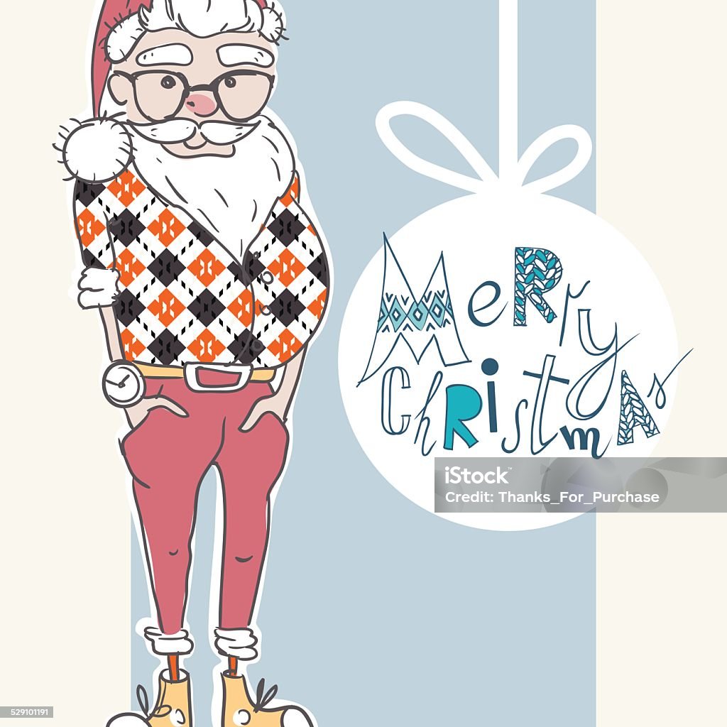 Merry Christmas Background With Santa Merry Christmas Background With Santa In Hipster Style, Eps 10 Vector Illustration Arts Culture and Entertainment stock vector