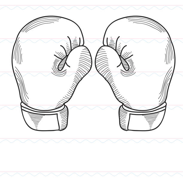 ilustrações, clipart, desenhos animados e ícones de esboço, boxe, luvas de boxe, esportes - ding