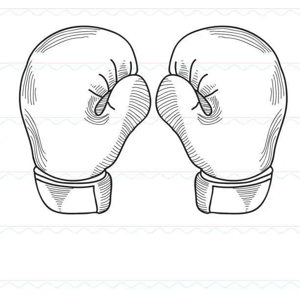 Vector illustration of Sketch,Boxing, boxing gloves, sports
