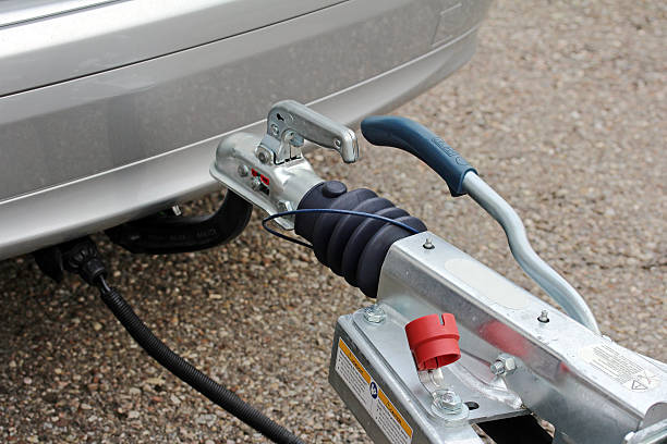 istock Trailer hitch with trailer on a car 529114888