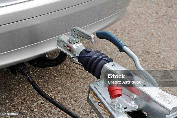 Trailer Hitch With Trailer On A Car Stock Photo - Download Image Now - Coupling - Device, Car, Domestic Car