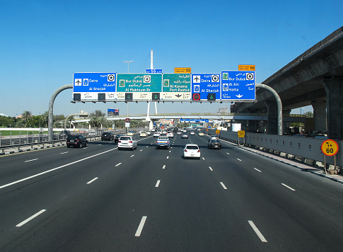 Highway, part of futuristic transportation system in Dubai.
