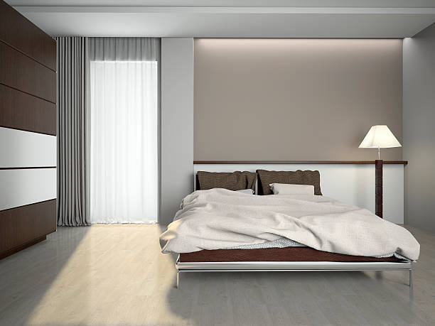 istock Modern interior of a bedroom 3d rendering 529116445