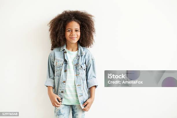 Beautiful Stylish Little Girl Stock Photo - Download Image Now - Child, White Background, Baby Girls