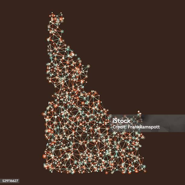 Ilustración de Mapa De Red De Malla De Idaho y más Vectores Libres de Derechos de Abstracto - Abstracto, América del norte, Azul turquesa