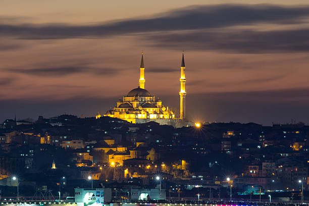 istock Istanbul Fatih illuminated mosque at night 529119333